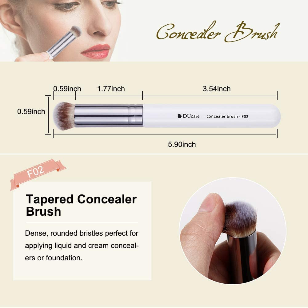 Makeup Brushes 3Pcs Foundation Contour Brush& Concealer Brush& Blusher Brush Face Kabuki Blush Bronzer Travel Buffing Stippling Contour Liquid Blending Makeup Brush Set White