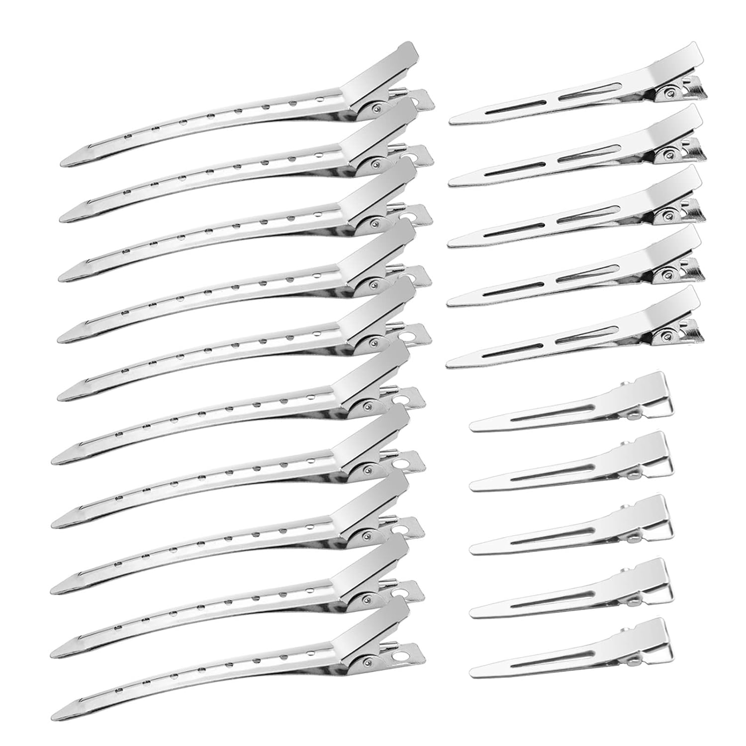 40 Pcs Metal Duck Billed Hair Clips for Styling Sectioning,Silver for Women Long Hair, Alligator Curl Clips for Hair Roller,Salon,Bows DIY with Case