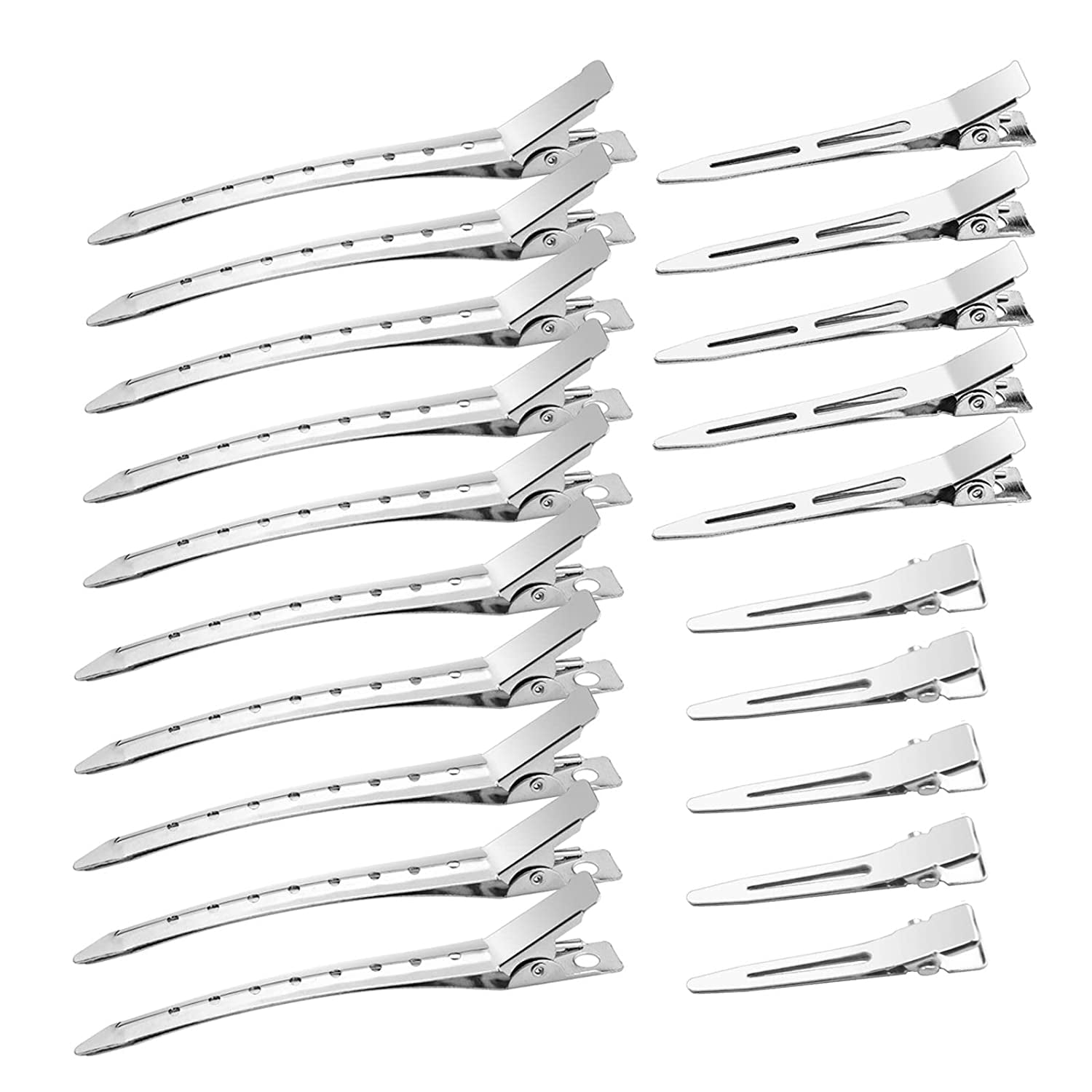 40 Pcs Metal Duck Billed Hair Clips for Styling Sectioning,Silver for Women Long Hair, Alligator Curl Clips for Hair Roller,Salon,Bows DIY with Case