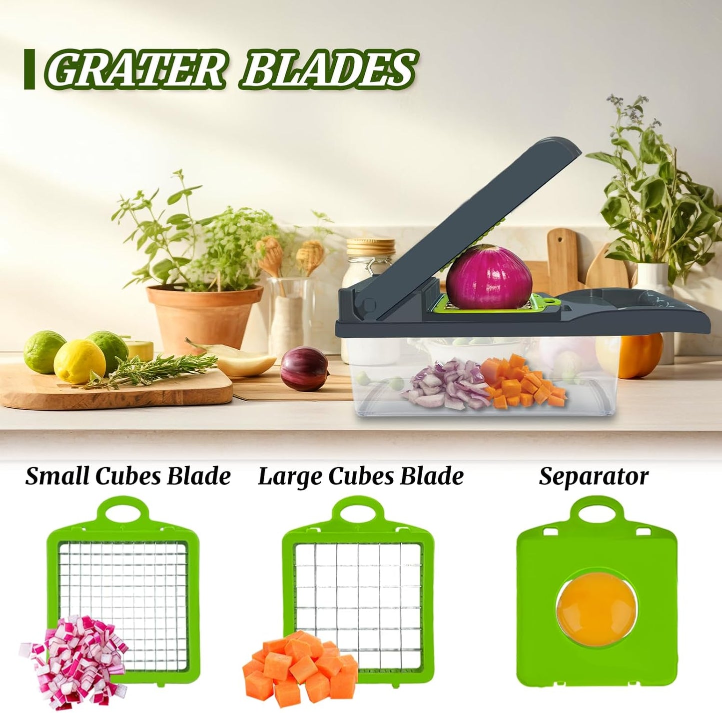 Vegetable Chopper, Multi-Functional 14 in 1 Veggie Chopper with 5 Blades and 11 Blades,Food Chopper for Cutting Onions, Carrots, Tomatoes, Fruits