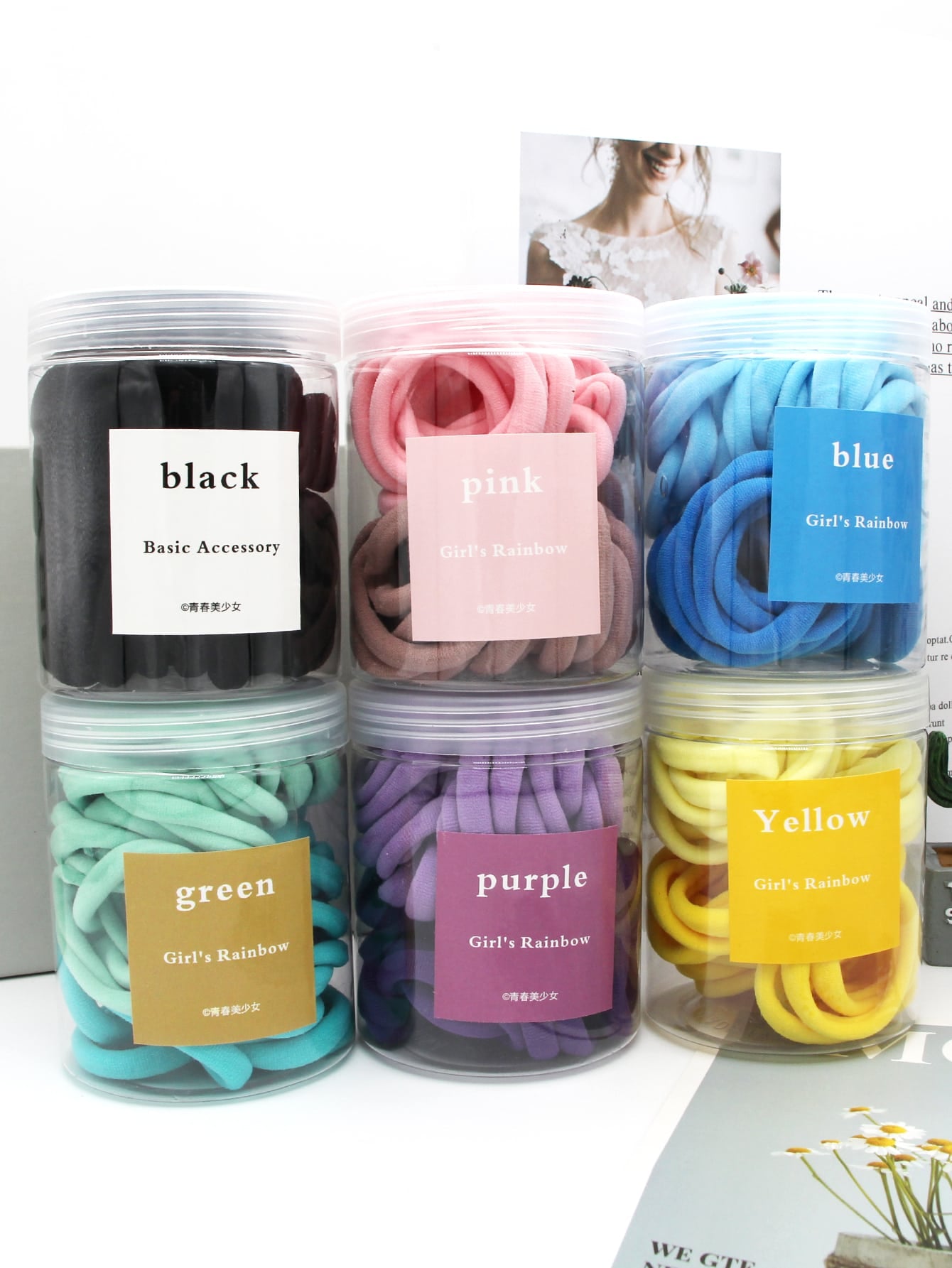 50Pcs/Container 4Cm Diameter Nylon Seamless Solid Color Hair Ties Suitable for Women, Perfect for Making Buns