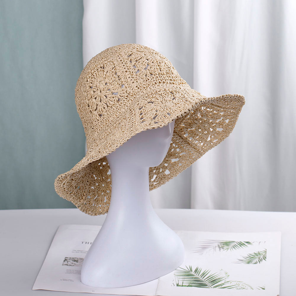 Womens Straw Hats Crochet Hat Bucket Hat UV Protection Sun Visor Beach Hats Women Visors Foldable Female Women Summer Sun Hat